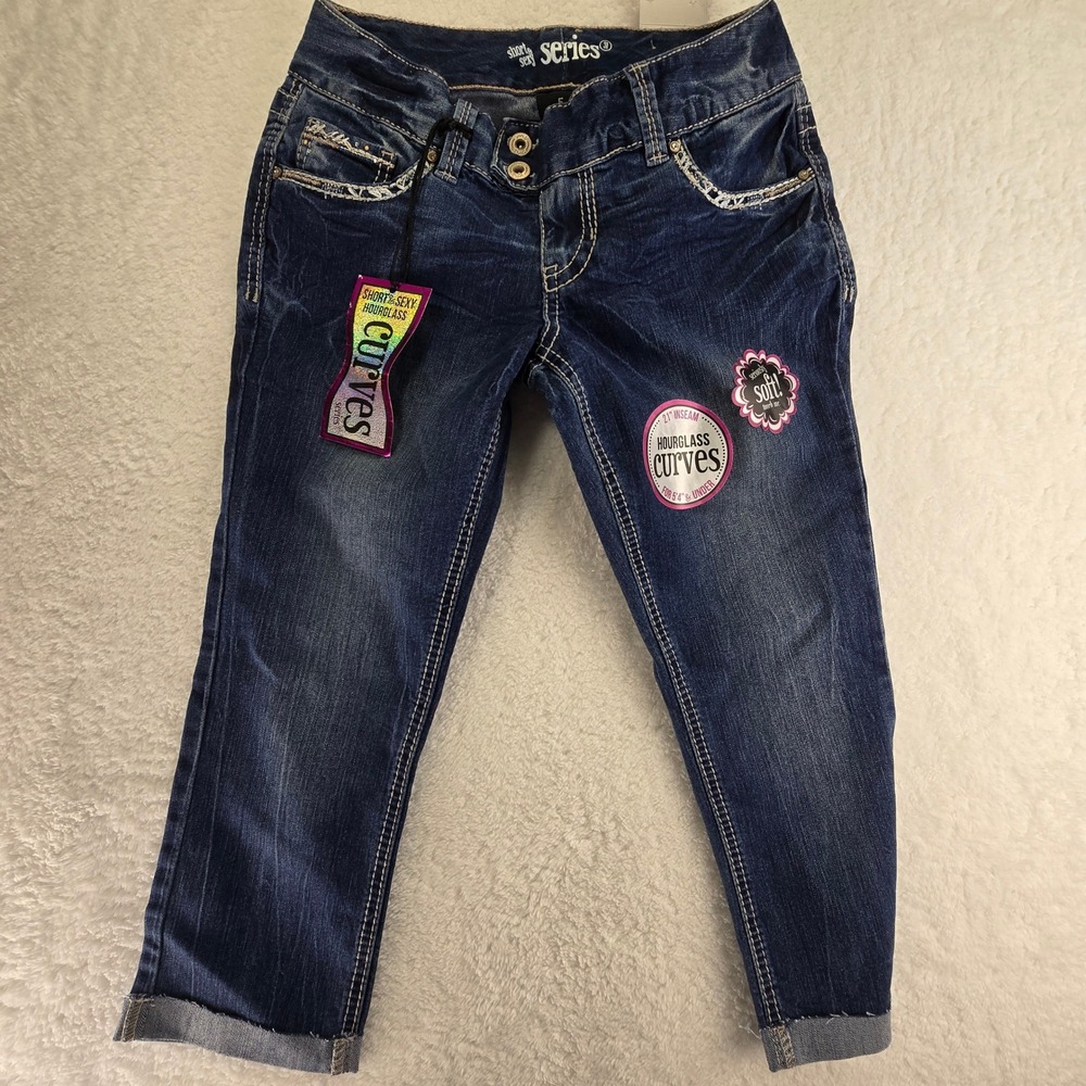 Short Sexy Series Hourglass Curves Crop Jeans Size‎ 5 Embellished Pockets